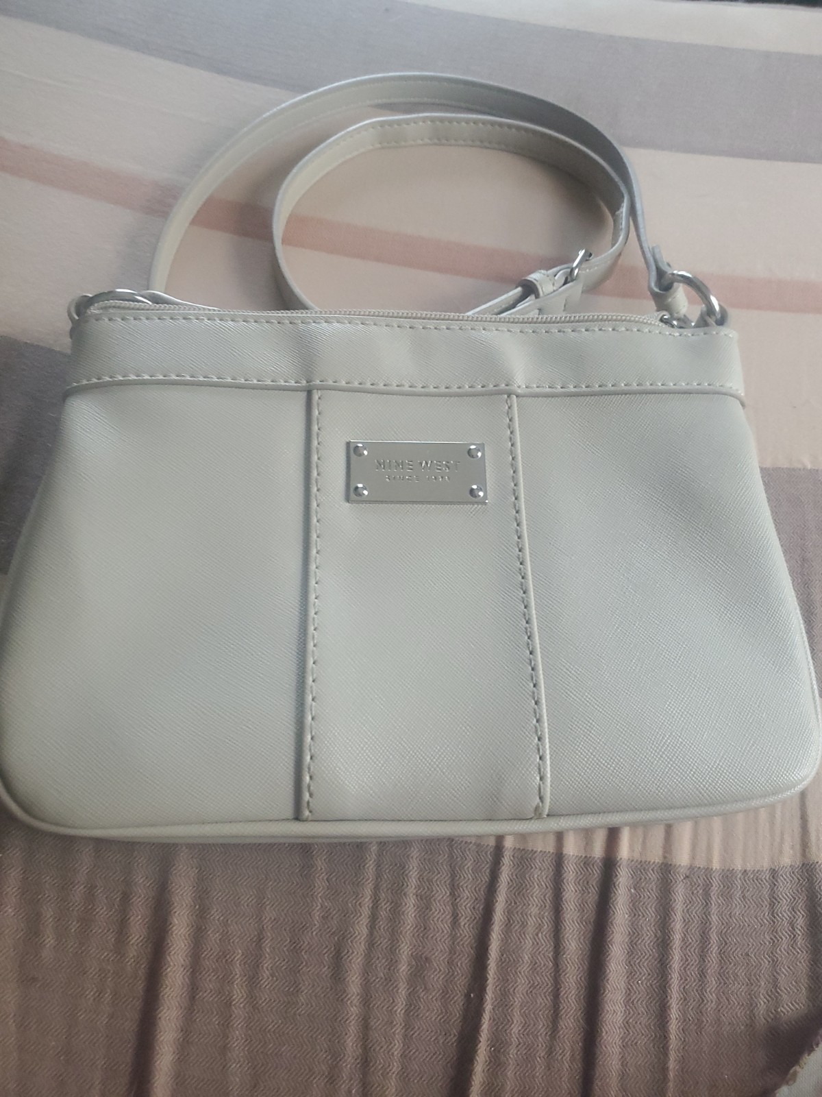 Nine West Small Crossbody Bag Neutral Taupe Faux Leather Shoulder Purse