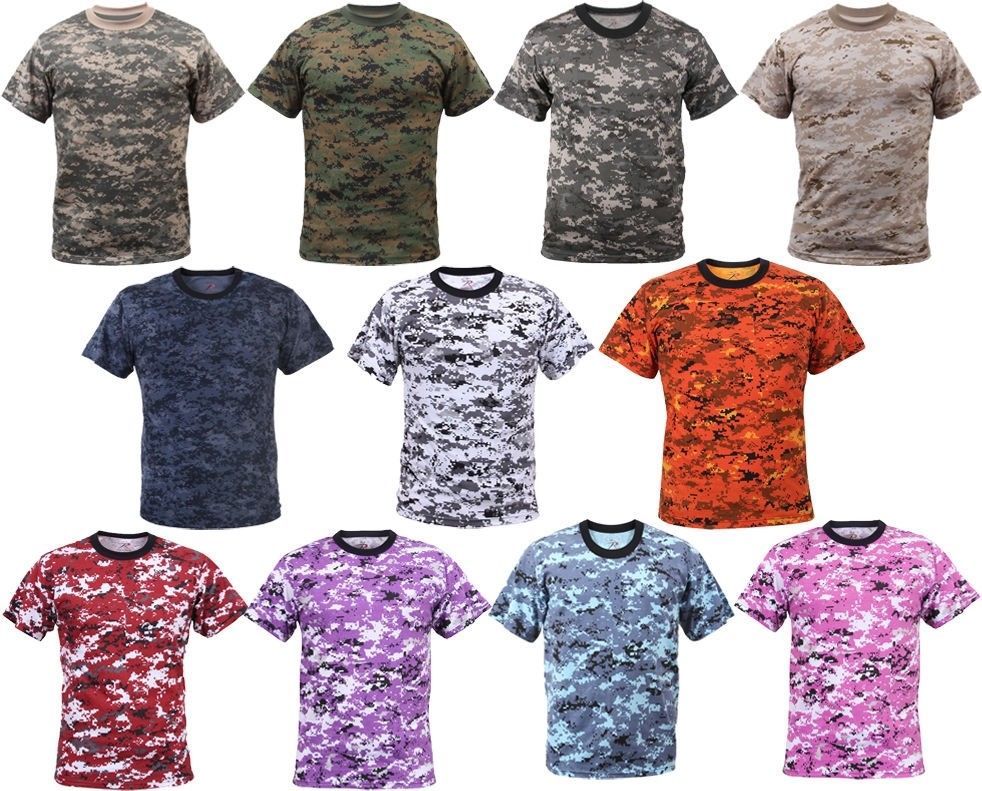 Digital Camo Tactical T-Shirt Camouflage Military Tee Short Sleeve Digital Army