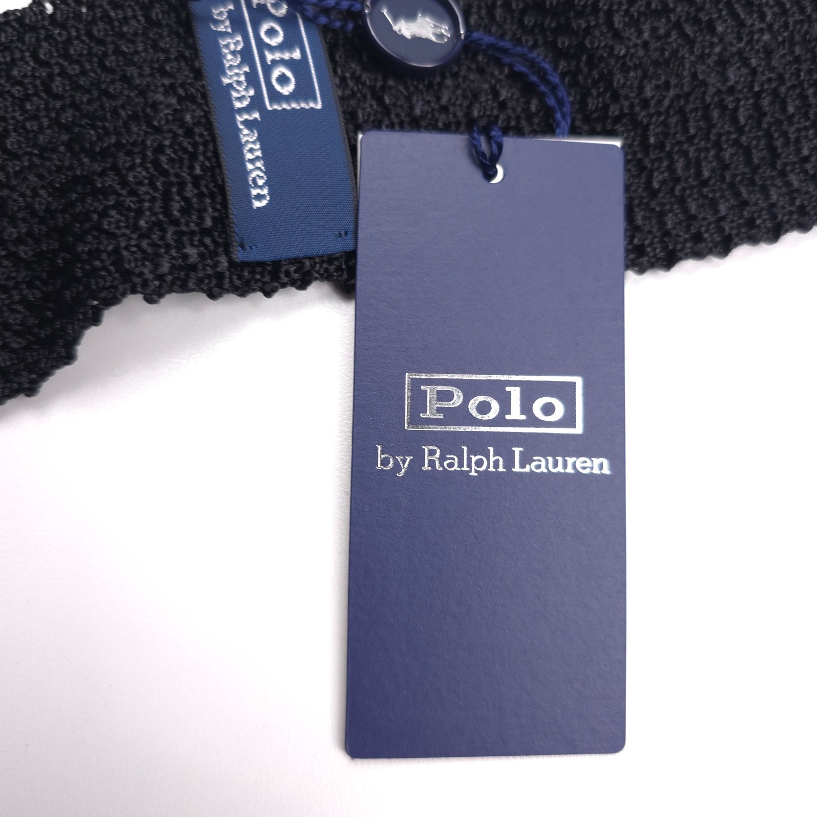 Polo Ralph Lauren Knit Silk Tie Mens One Size Solid Black Handmade in Italy