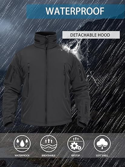 Mens Tactical Jacket Military Waterproof Coat Soft Shell Work Windbreaker Jacket