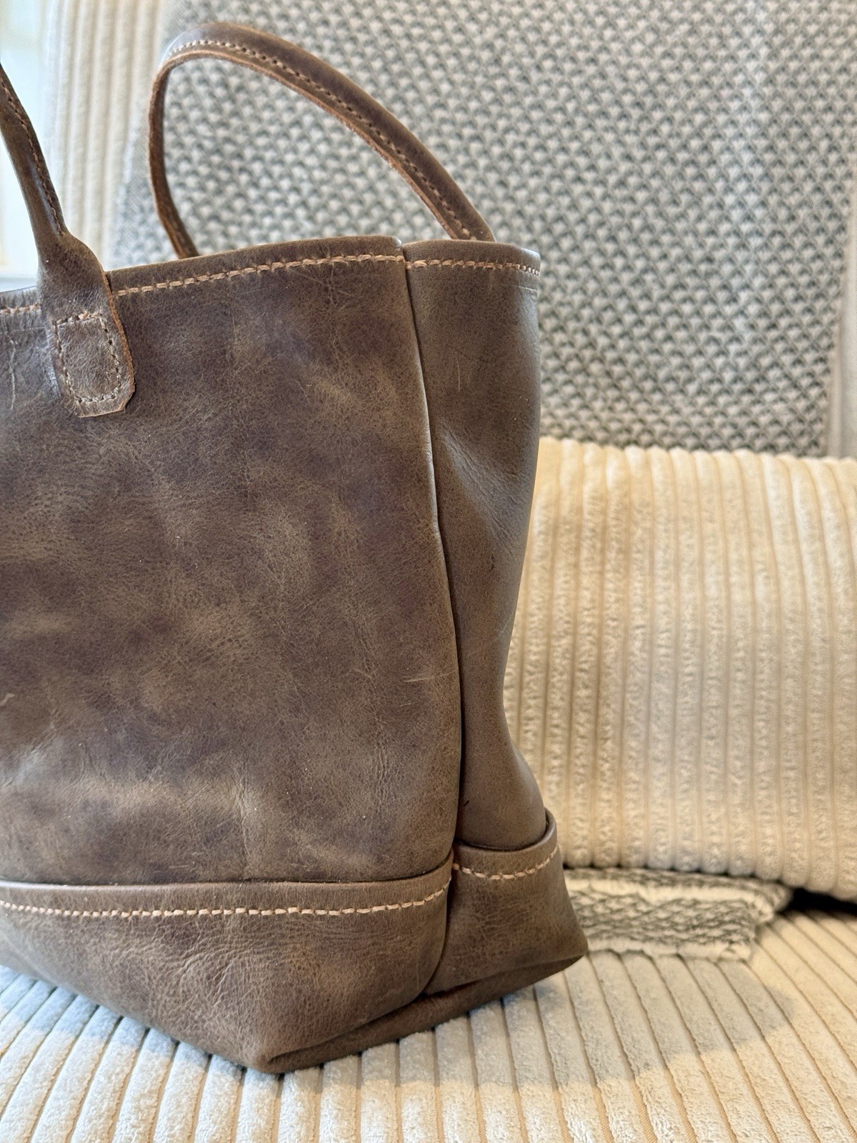 Hand Stitched Genuine Leather Small hand tote Bag