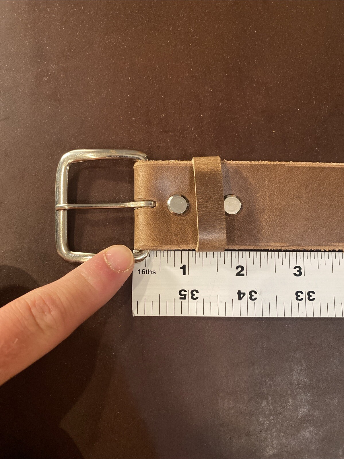 Natural Horween Chromexcel Handmade Leather Belt 1.5 Inch Raw Edge Silver Buckle