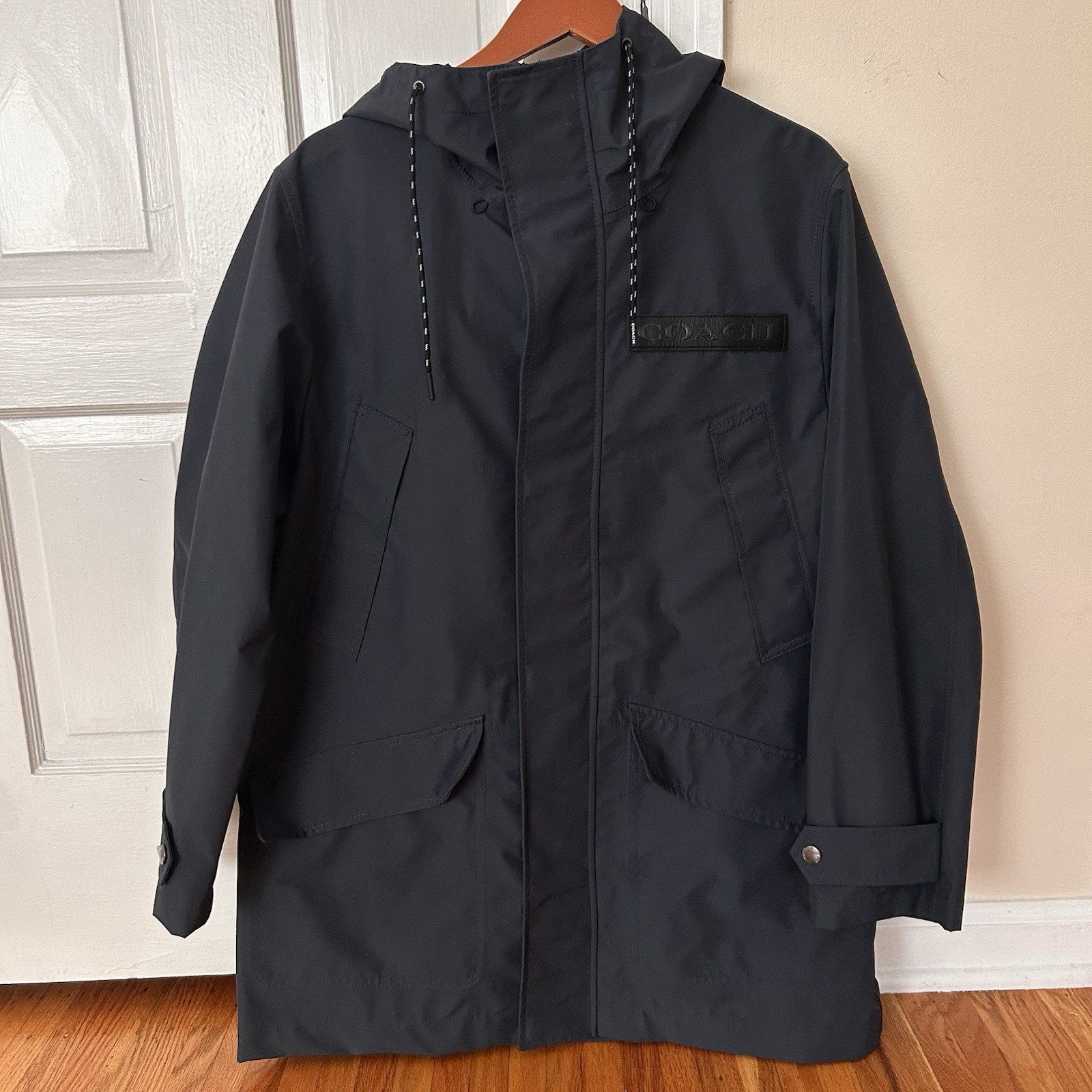 Coach Layer Parka C7813 Men’s M Navy Hooded Jacket NWT Water Resistant MSRP $698