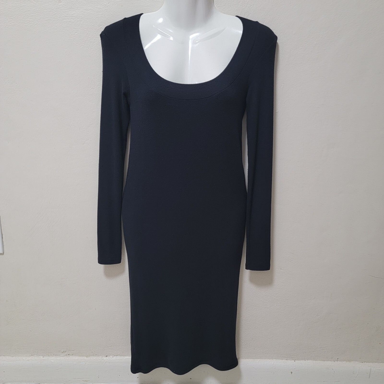 ATM Anthony Thomas Melillo Dress Black Ribbed Knit Bodycon Stretchy Sweater S