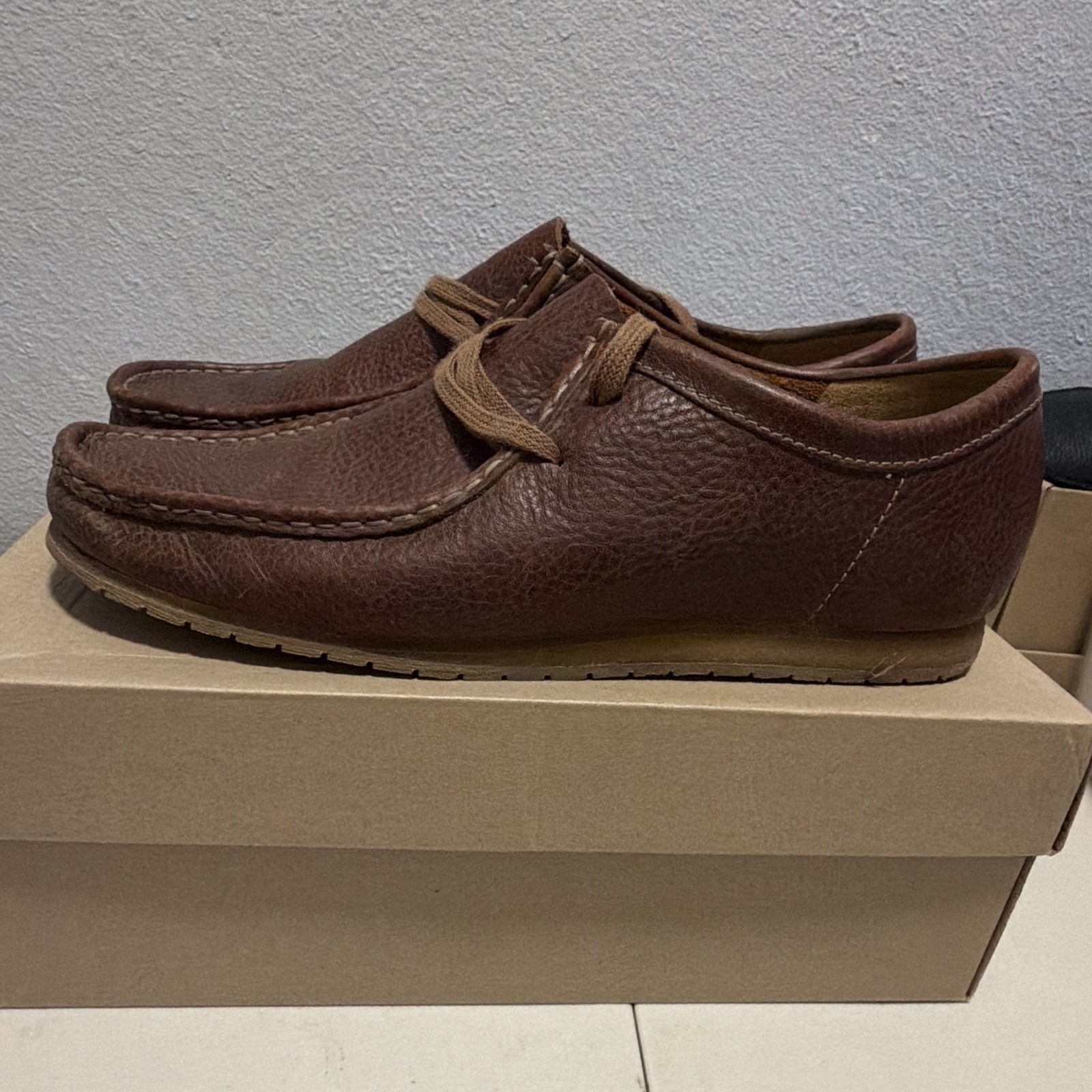 Clarks Wallabee Step Men’s Brown Synthetic Moc Toe Lace-Up Shoes US 12 M