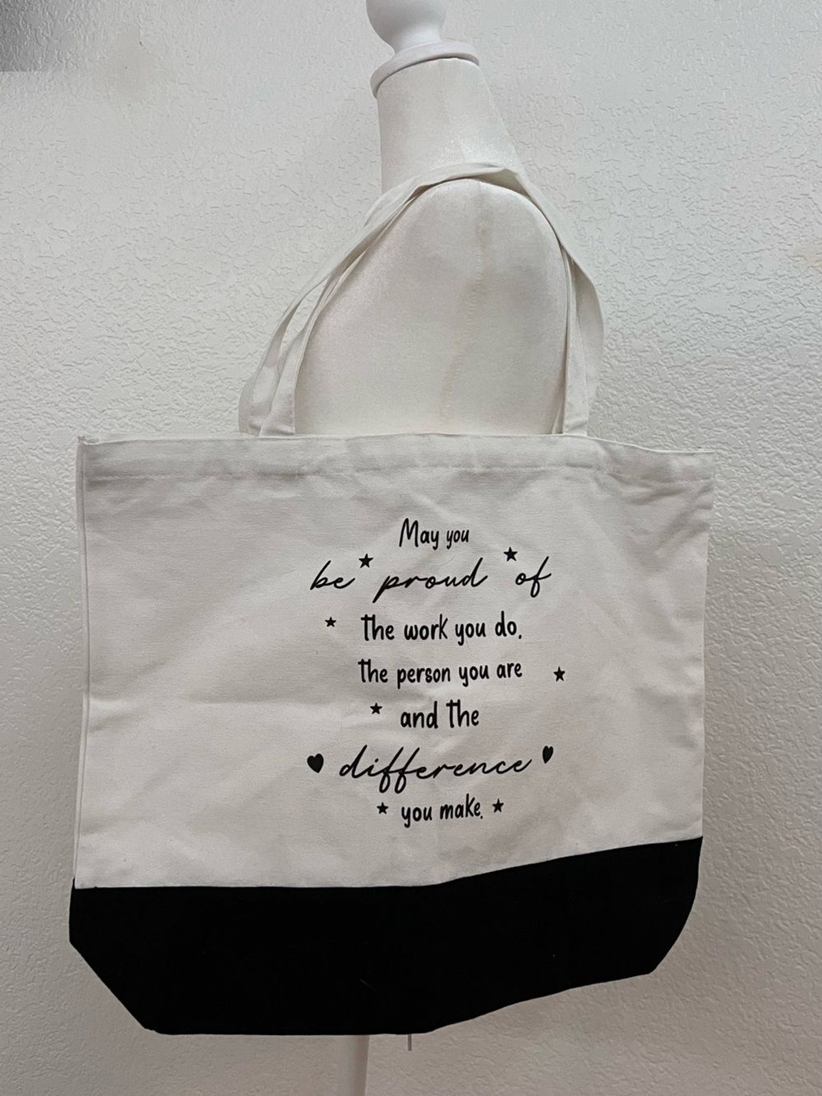 Inspirational Canvas Tote Bag – Black & White Quote Tote – Reusable Shopping Bag