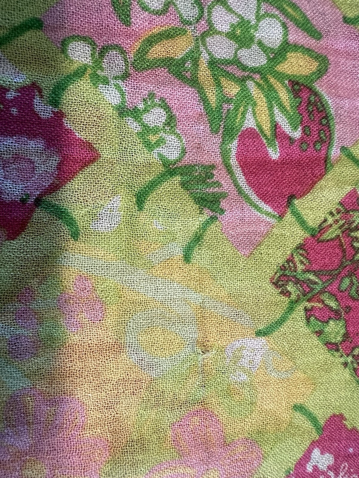 Lilly Pulitzer Murfee Scarf Sunshine Hibiscus Lime & Pink Silk/Cashmere blend