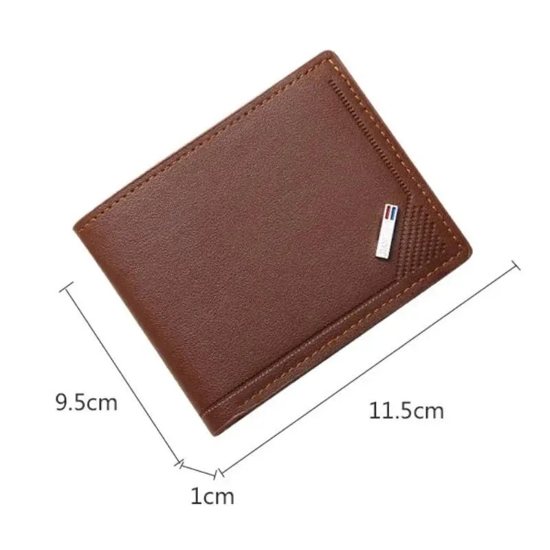 Engrave Custom Name Men’s Short Frosted Leather Wallet Multi-Slot Coin Pocket