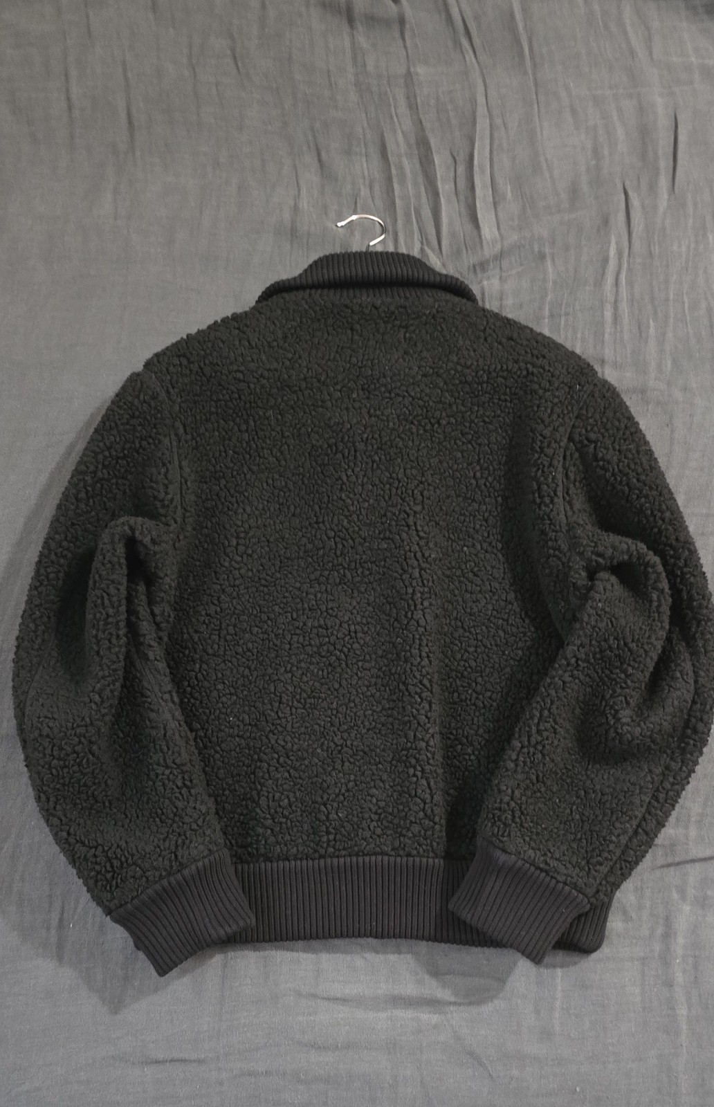 COS Men’s Black Teddy Jacket W/ Funnel Neck