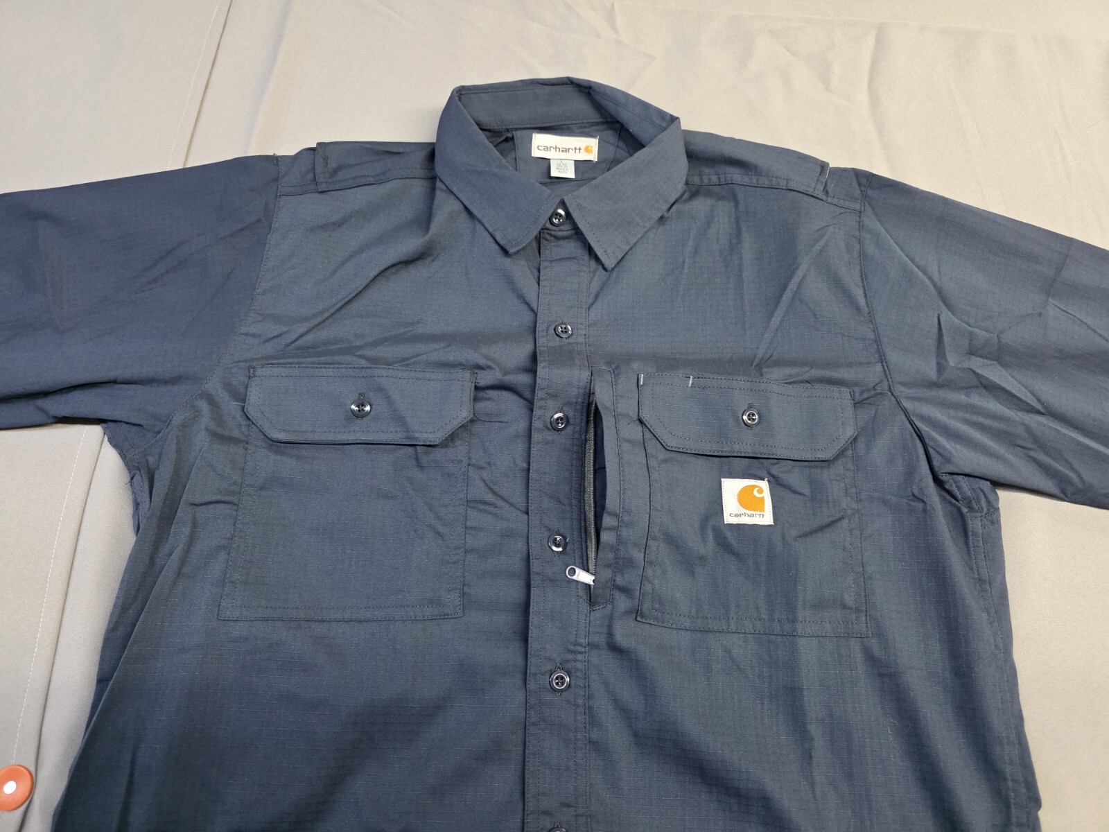Carhartt Mens Long-Sleeve Button-Down Work Shirt, Navy