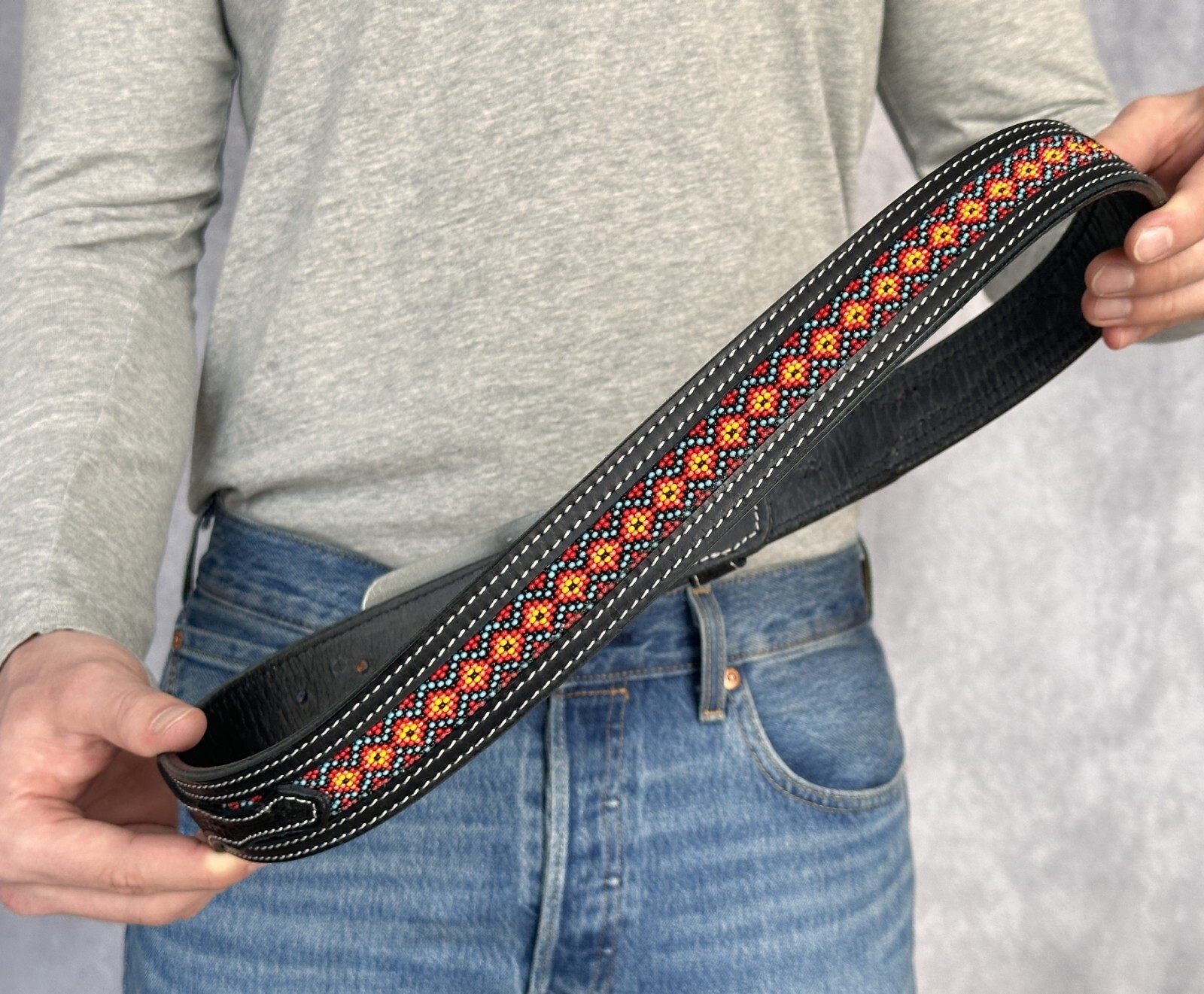 Western Belt Handmade Embossed Full Grain Leather Heavy Duty With Removal Buckle
