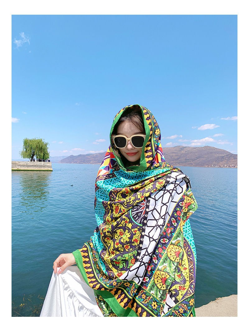 Boho Cotton Linen Scarf Wrap Large Shawl Sun Protection Beach Travel Cover Up