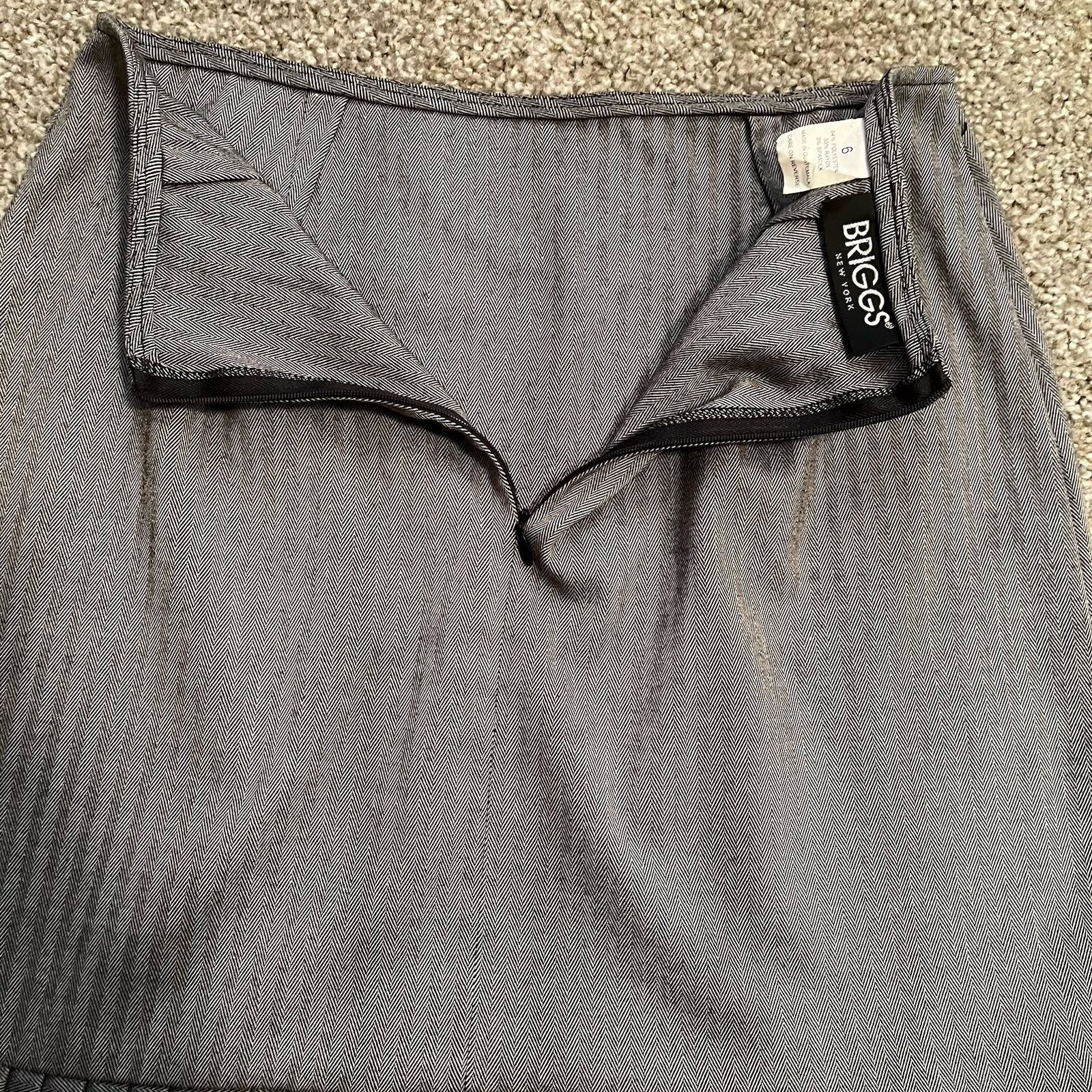 Gray Herringbone Pleated Ruffle Skirt Sz 6 Elevated Basic Career Capsule