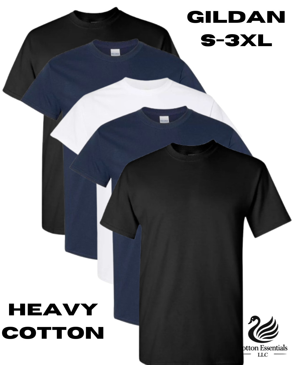 Gildan (5-pack) Bulk Solid Heavy Cotton Short Sleeve Blank Men T-Shirt S-3XL