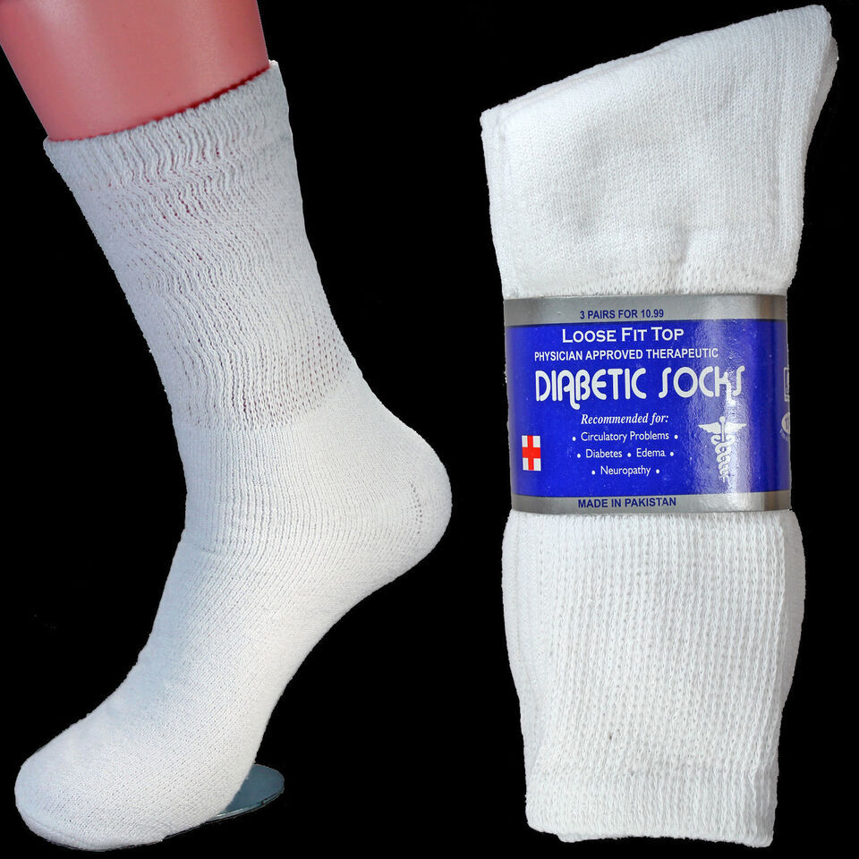 12 Pairs Men’s Health Circulatory Diabetic Cotton crew socks 9-11 10-13 13-15
