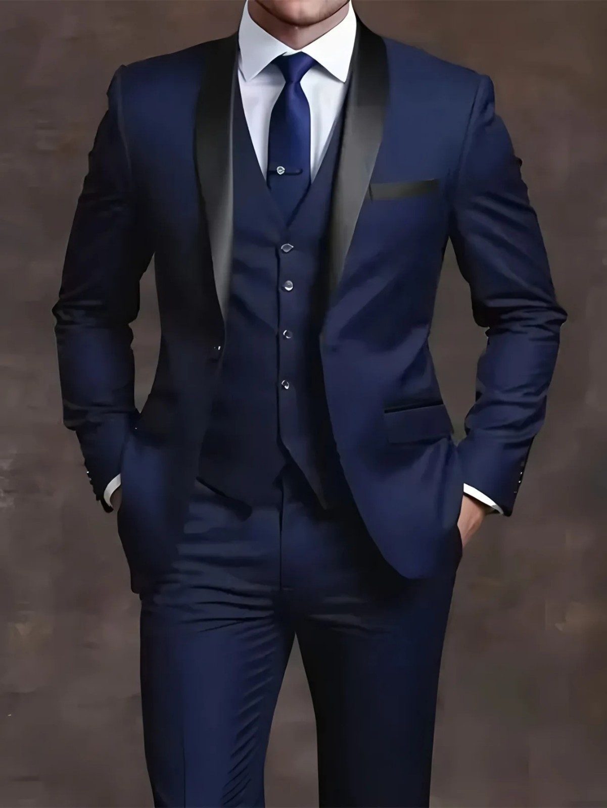Men’s 3-Piece Slim Fit Suit Set Formal Wedding Business Party Blazer Vest Pant