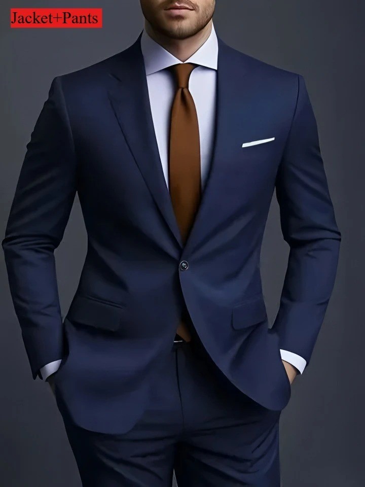 Men’s 3-Piece Slim Fit Suit Set Formal Wedding Business Party Blazer Vest Pant
