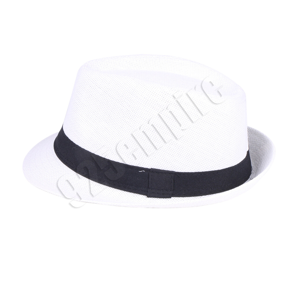 Women Men’s Short Brim Straw Fedora Hat Trilby Cuban Panama Summer Beach