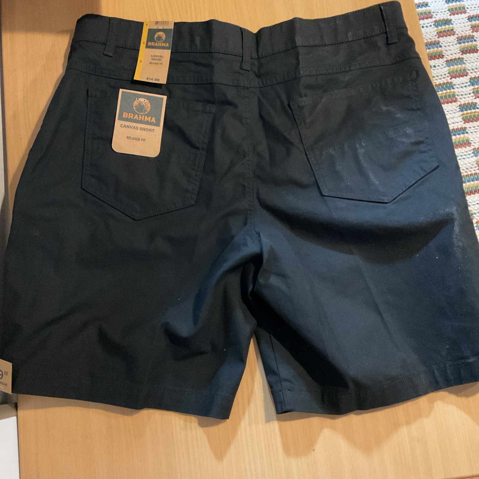 NWT Brahma Canvas Shorts Mens 36 Black Relaxed Fit 9 in Inseam Stretch Utility