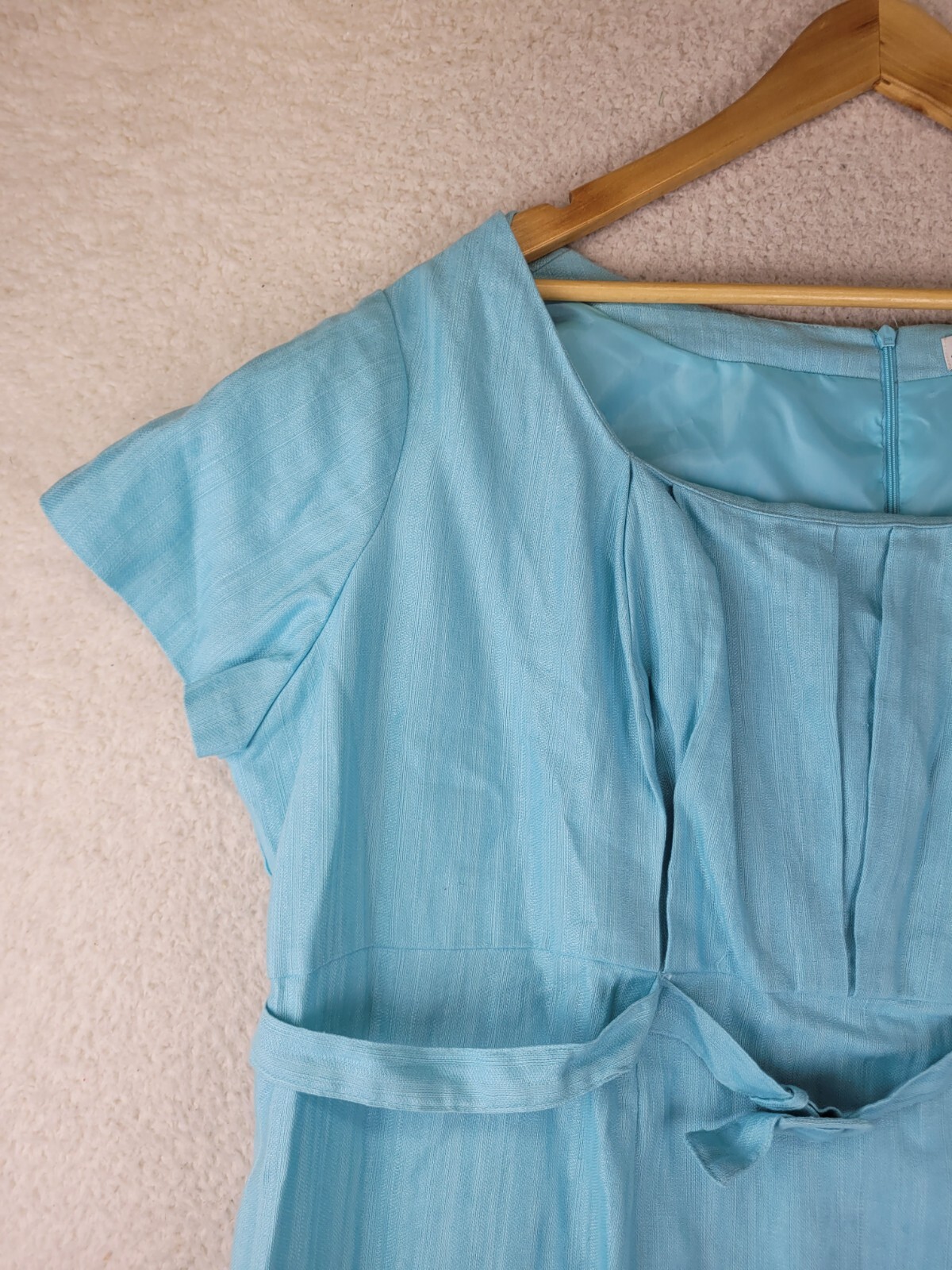 Jessica London Career Dress Womens 22 Blue Belted Milkmaid Old Money Back Zip