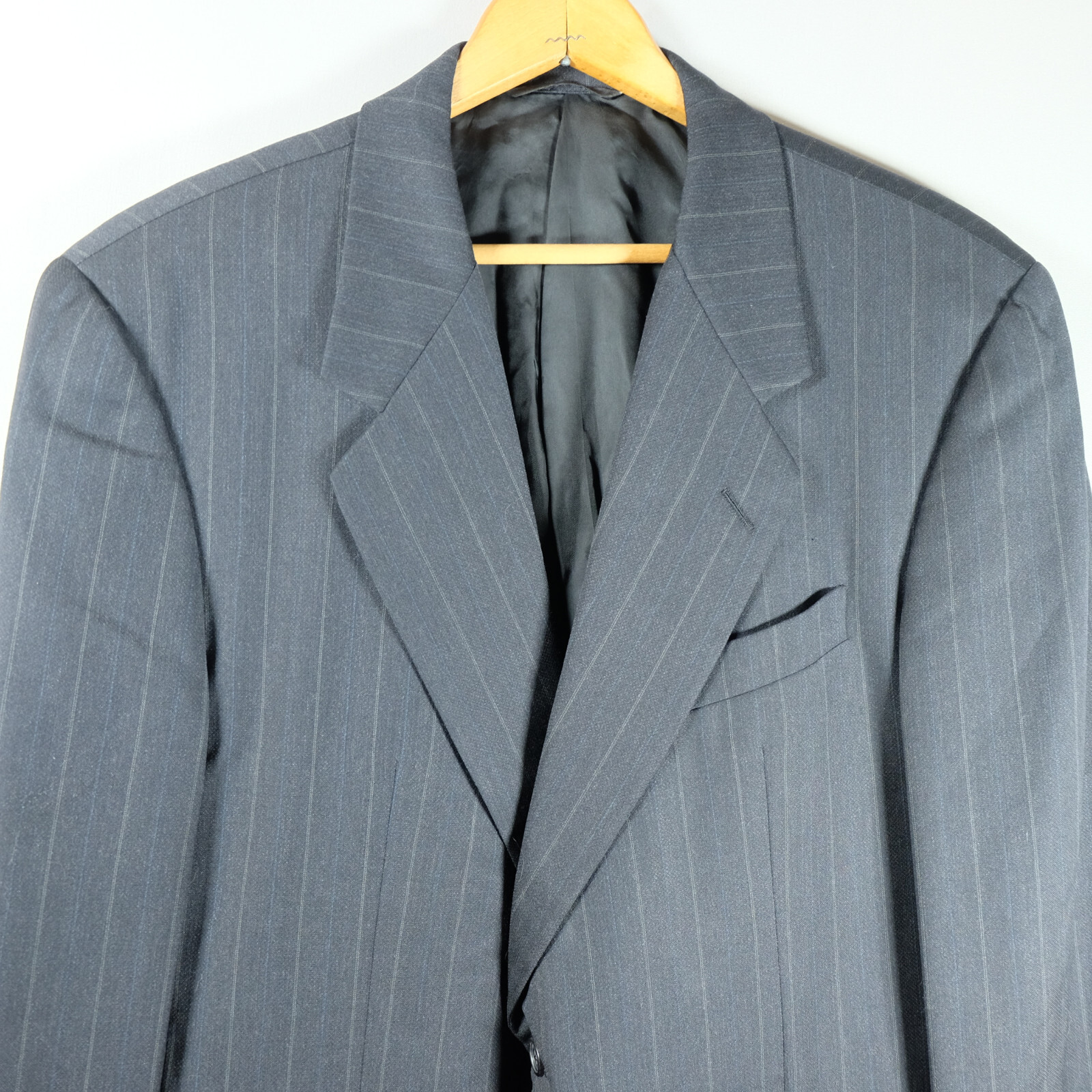 Hickey Freeman 44R Navy Gray Wool Pinstripe 2 Button Sportcoat Blazer Jacket Men
