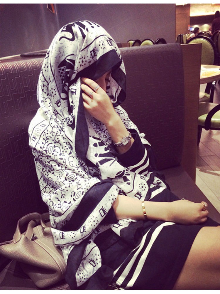 Ethnic Print Cotton Linen Scarf Shawl Wrap Large Cover for Summer Beach Sun
