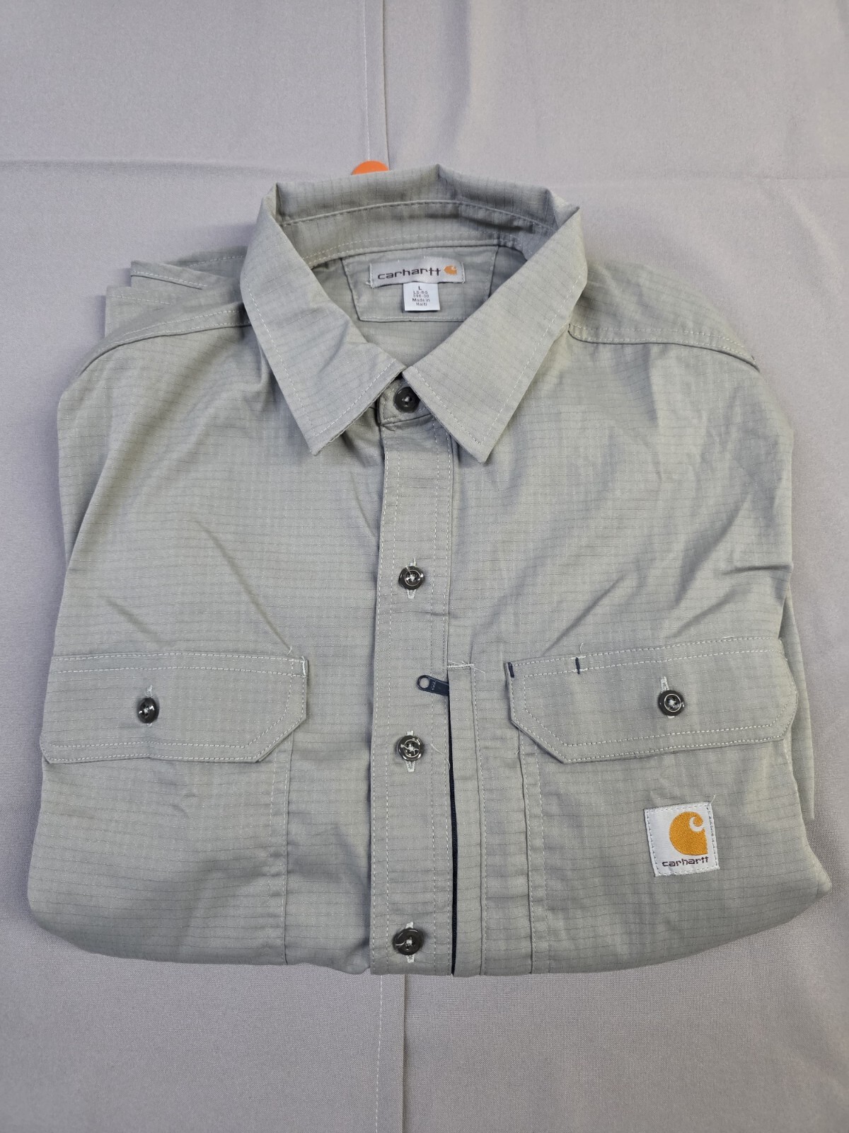 Carhartt Mens Long-Sleeve Button-Down Work Shirt, Gray
