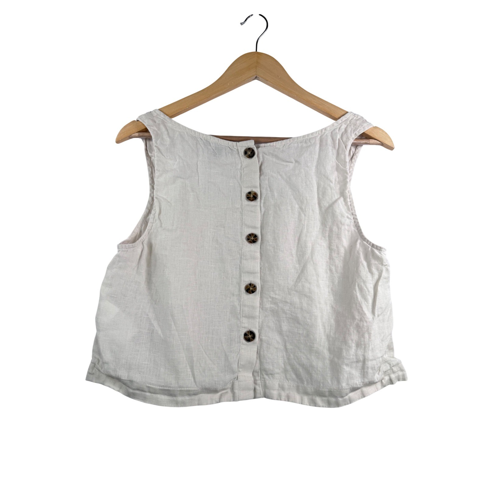 J.Crew Squareneck button-back top in linen relaxed loose money 90s sz M