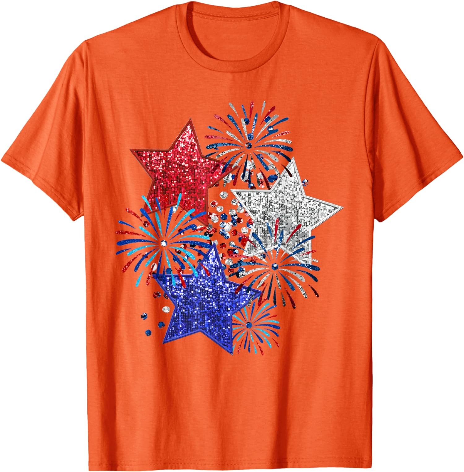 4th Of July Fireworks Stars Funny Cute Printed Design Unisex T-Shirt
