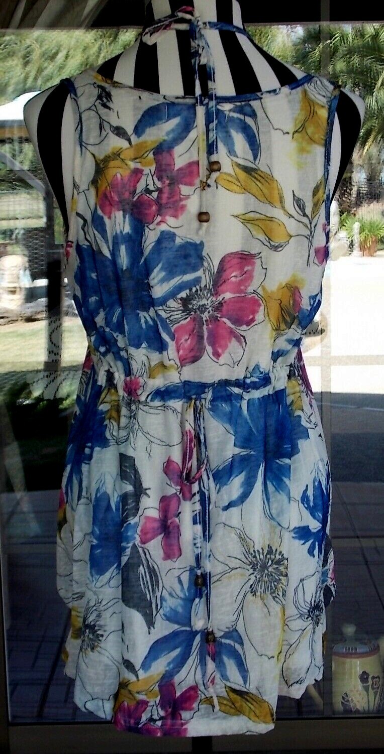 Pretty Angel Lined Beaded Halter Style Sleeveless Ballon Hem Tunic Shirt Sz. S