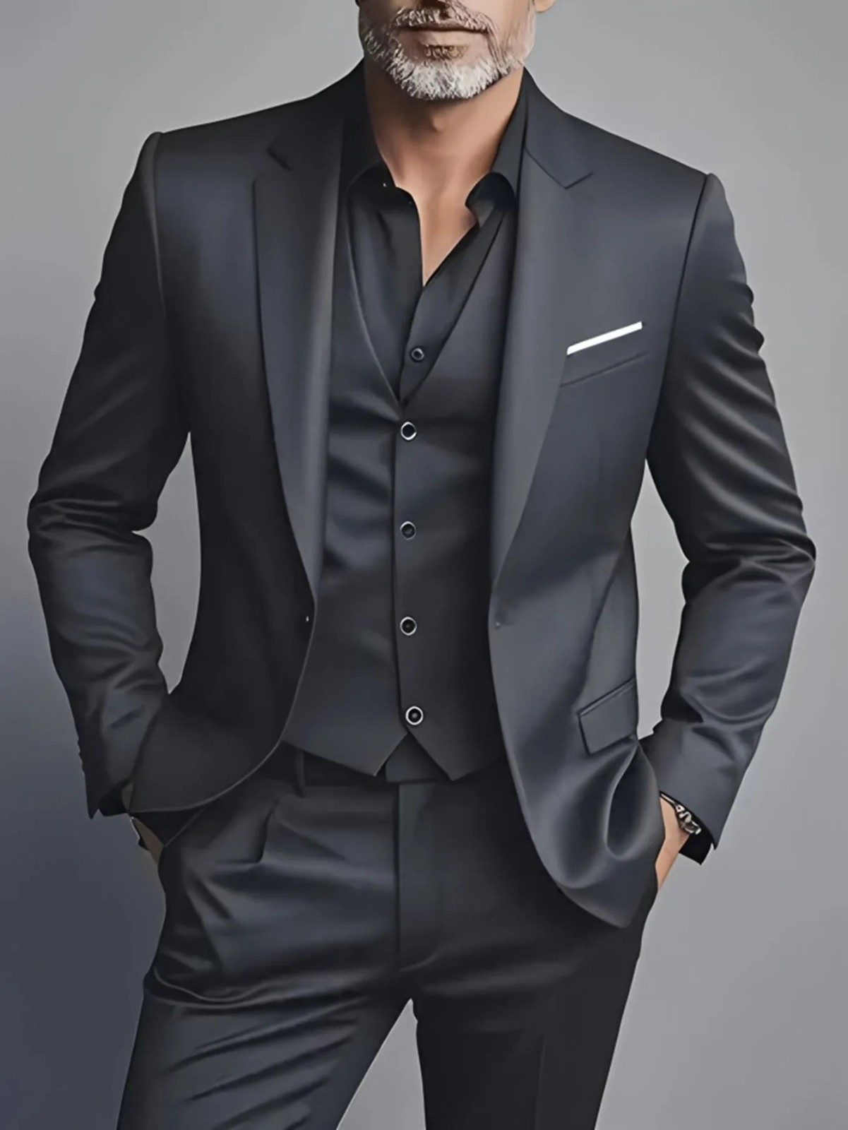 Men’s 3-Piece Slim Fit Suit Set Formal Wedding Business Party Blazer Vest Pant