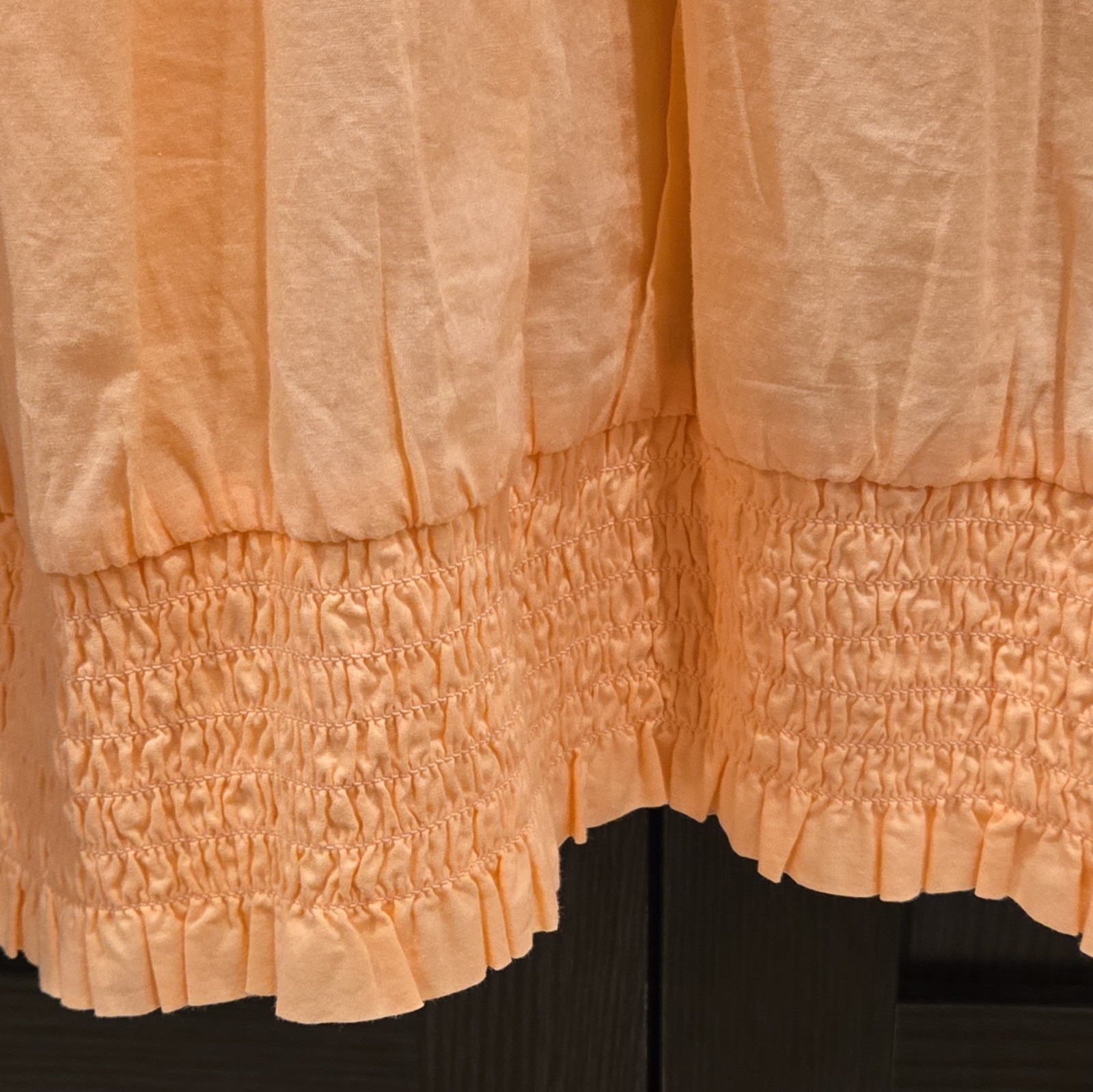 INC International Concepts Cold Shoulder Smocked Blouse Peach XS 100143751