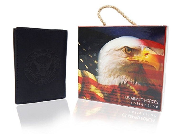 U.S. Armed Forces RFID Men’s Genuine Leather Wallets Army Navy Marines Air force