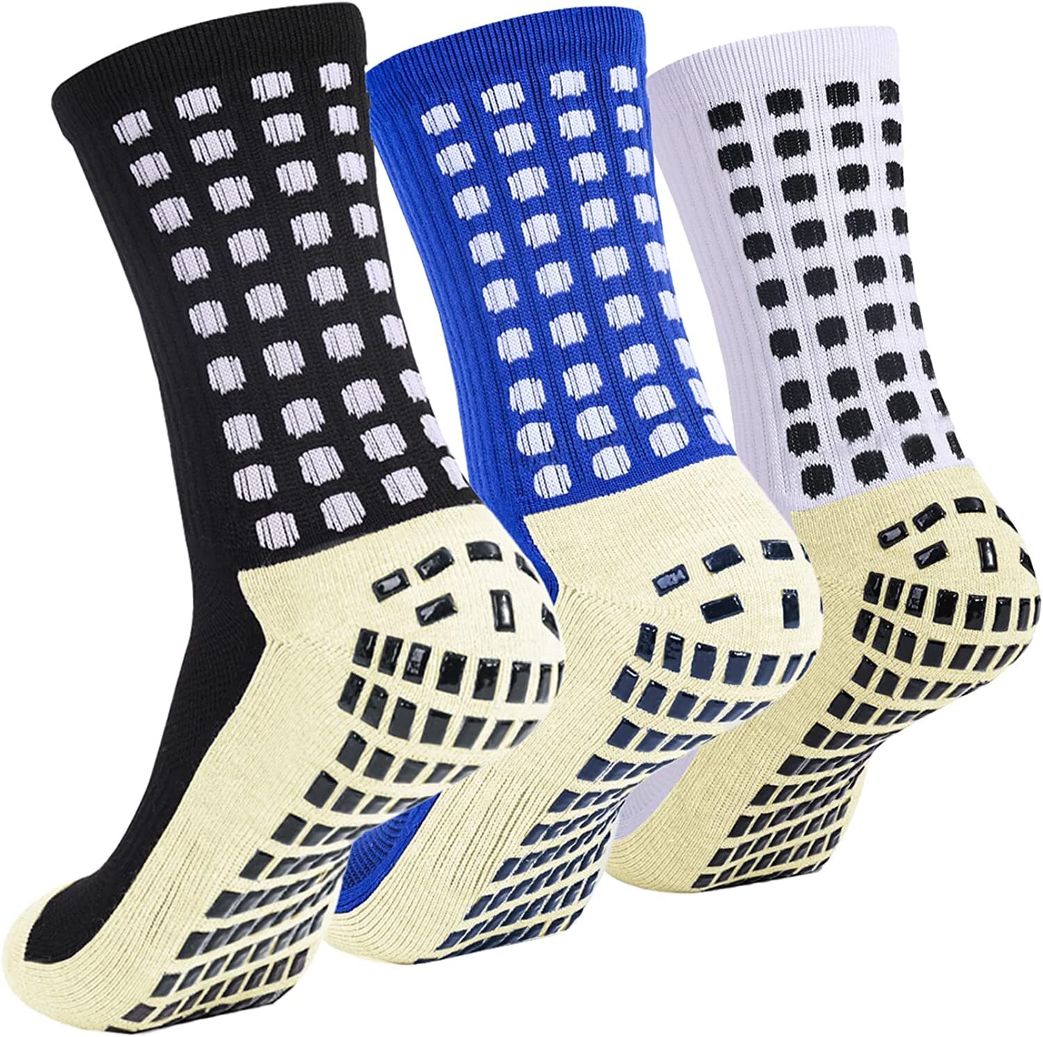4 Pair Sport Socks Anti Slip W/ Grip Soccer Men Football Basketball Sock Premium