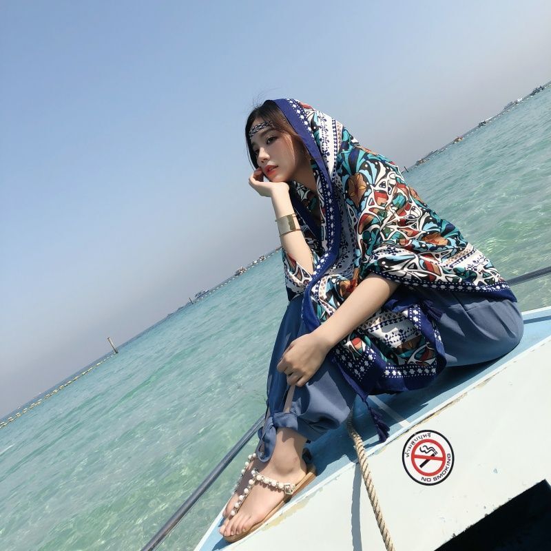 Beach Sun Protection Scarf Cotton Linen Shawl Wrap Long Cover Up Women Summer
