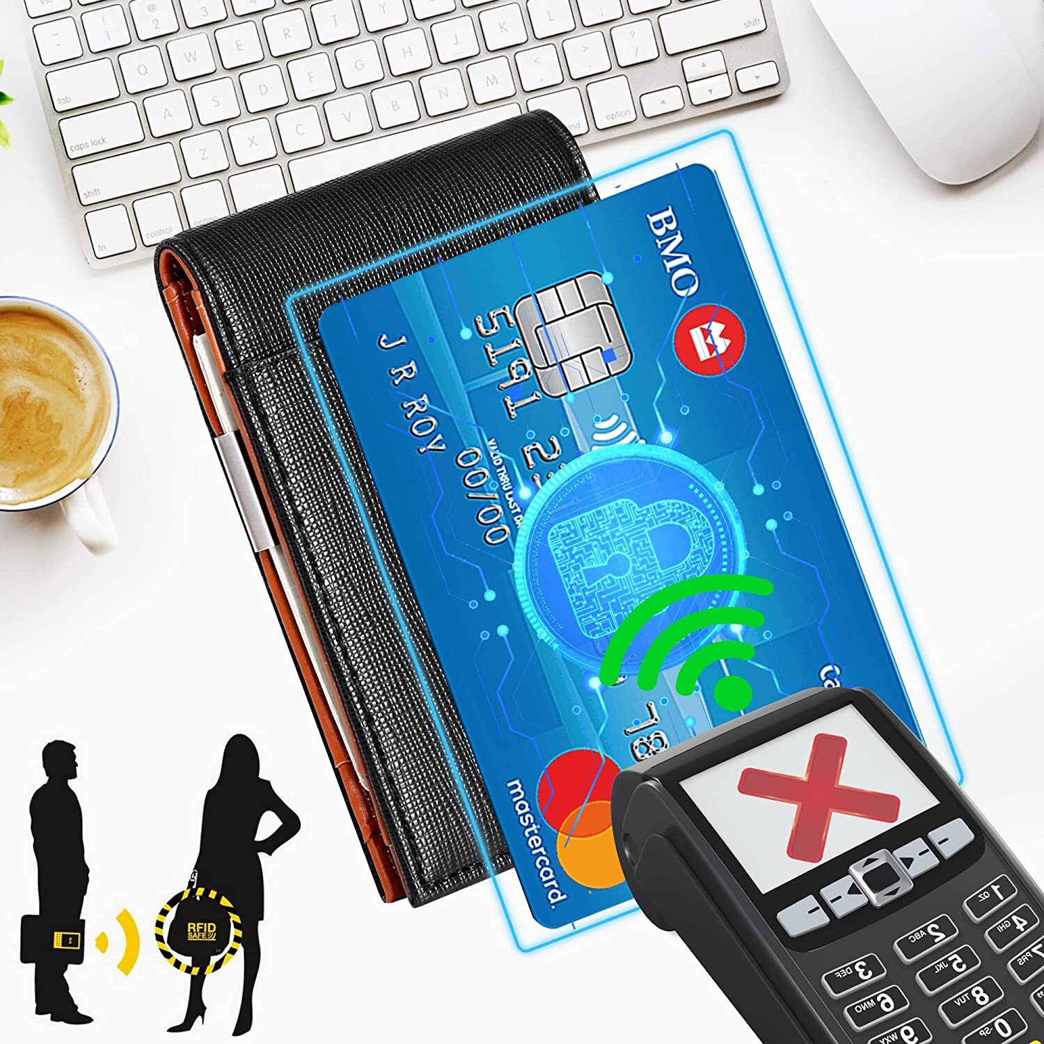 Mens Ultra Slim Money Clip Wallet Front Pocket Purse RFID Blk Genuine Leather US