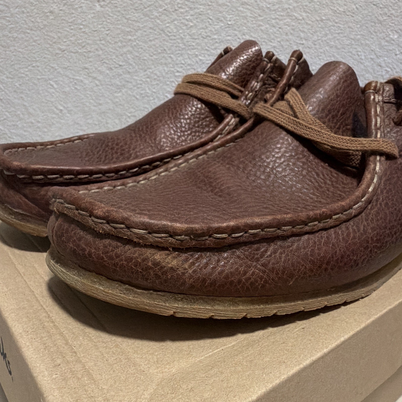 Clarks Wallabee Step Men’s Brown Synthetic Moc Toe Lace-Up Shoes US 12 M