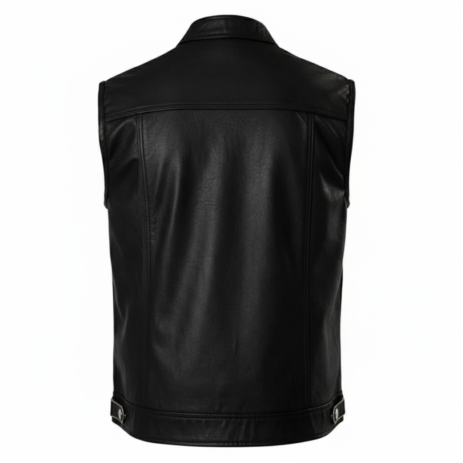 Classic Men’s Black Leather Vest Motorcycle Biker Riding Tactical Waistcoat