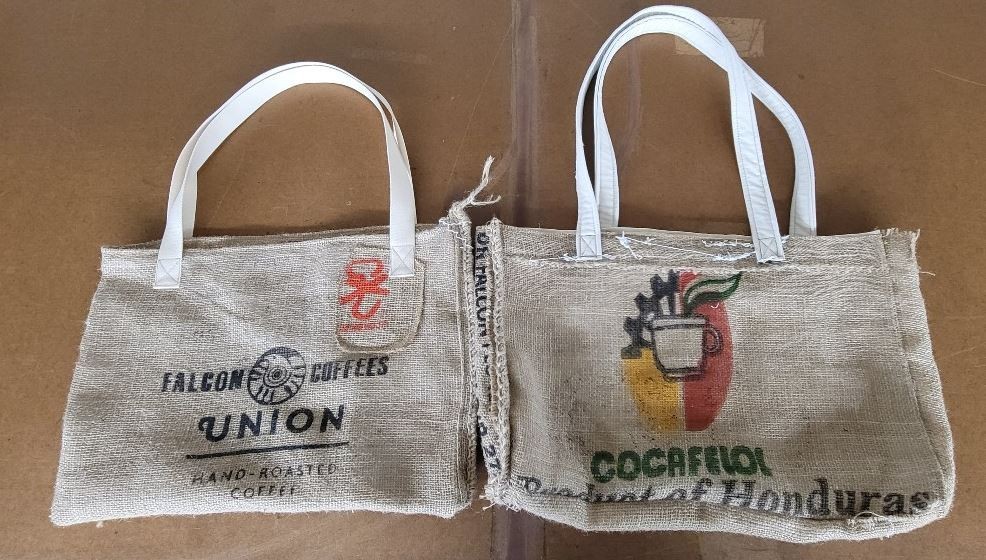 Handmade Burlap Coffee Bean Tote Bag Recycled Jute Eco Friendly