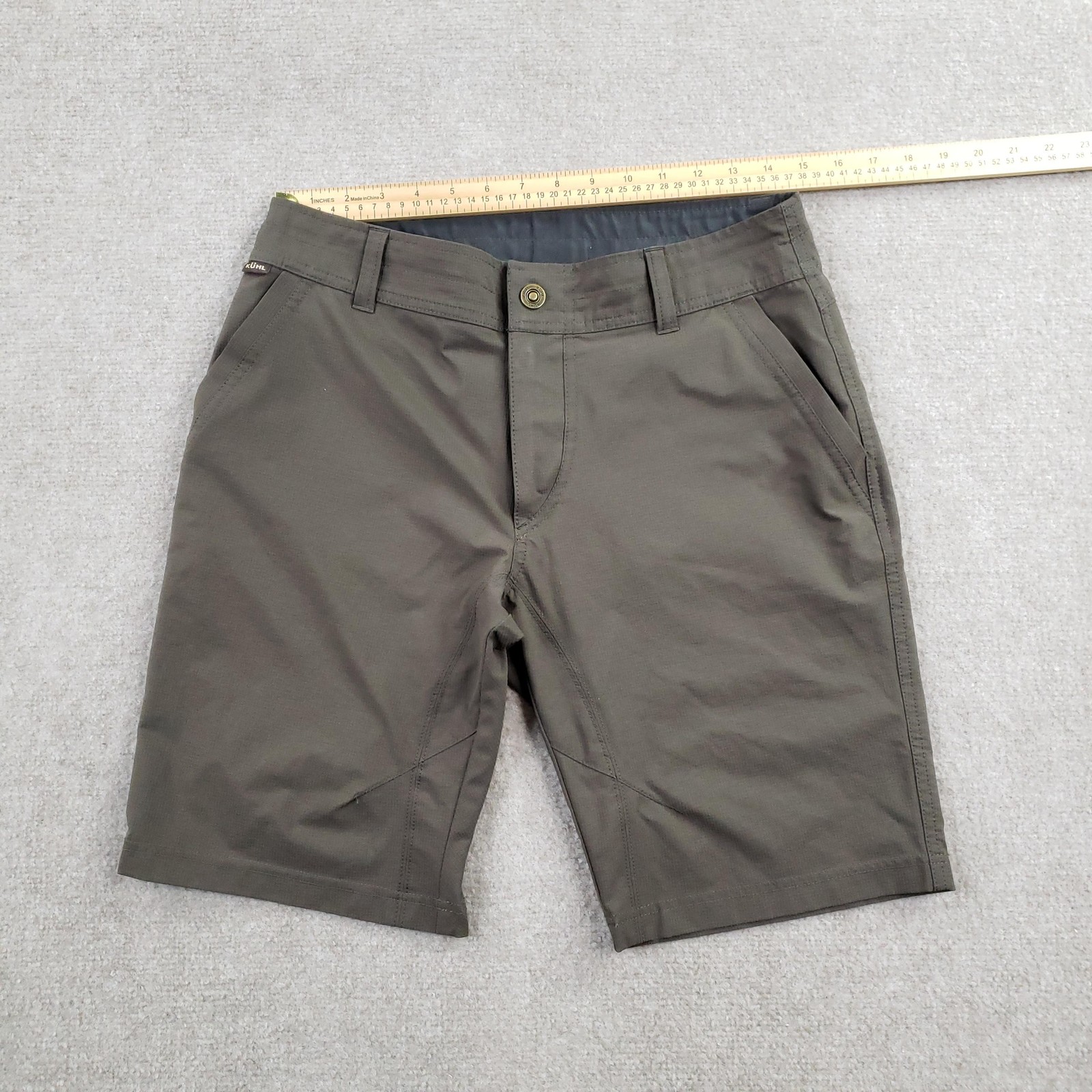 Kuhl Shorts Mens 31 Brown Polyester Pockets 9 In Inseam Hiking Casual Flat Front