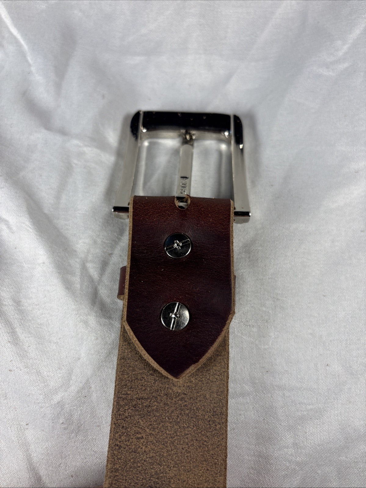 Natural Horween Chromexcel Handmade Leather Belt 1.5 Inch Raw Edge Silver Buckle