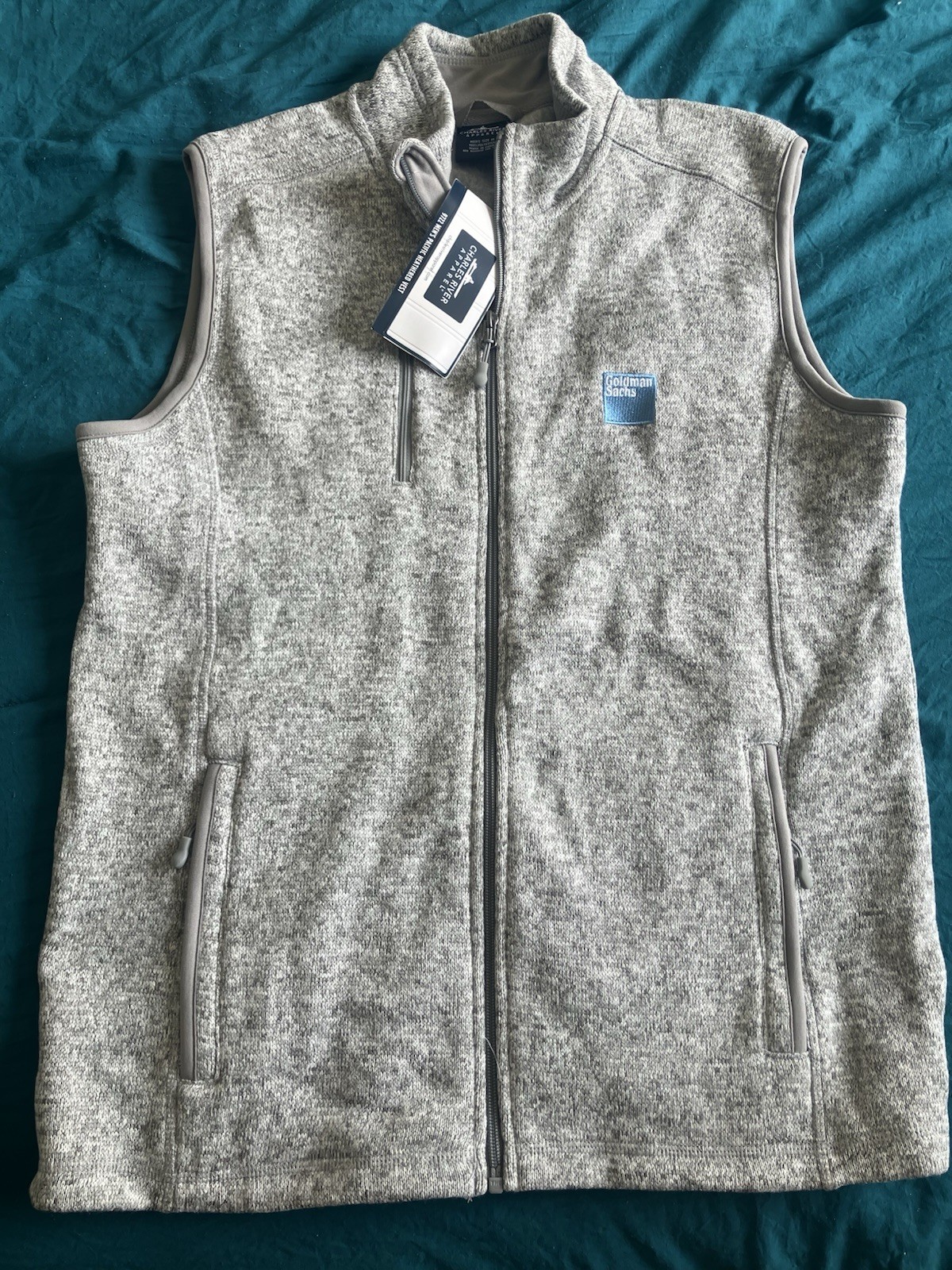 NWT Goldman Sachs *RARE* Heather Grey Charles River Fleece Vest Men’s M