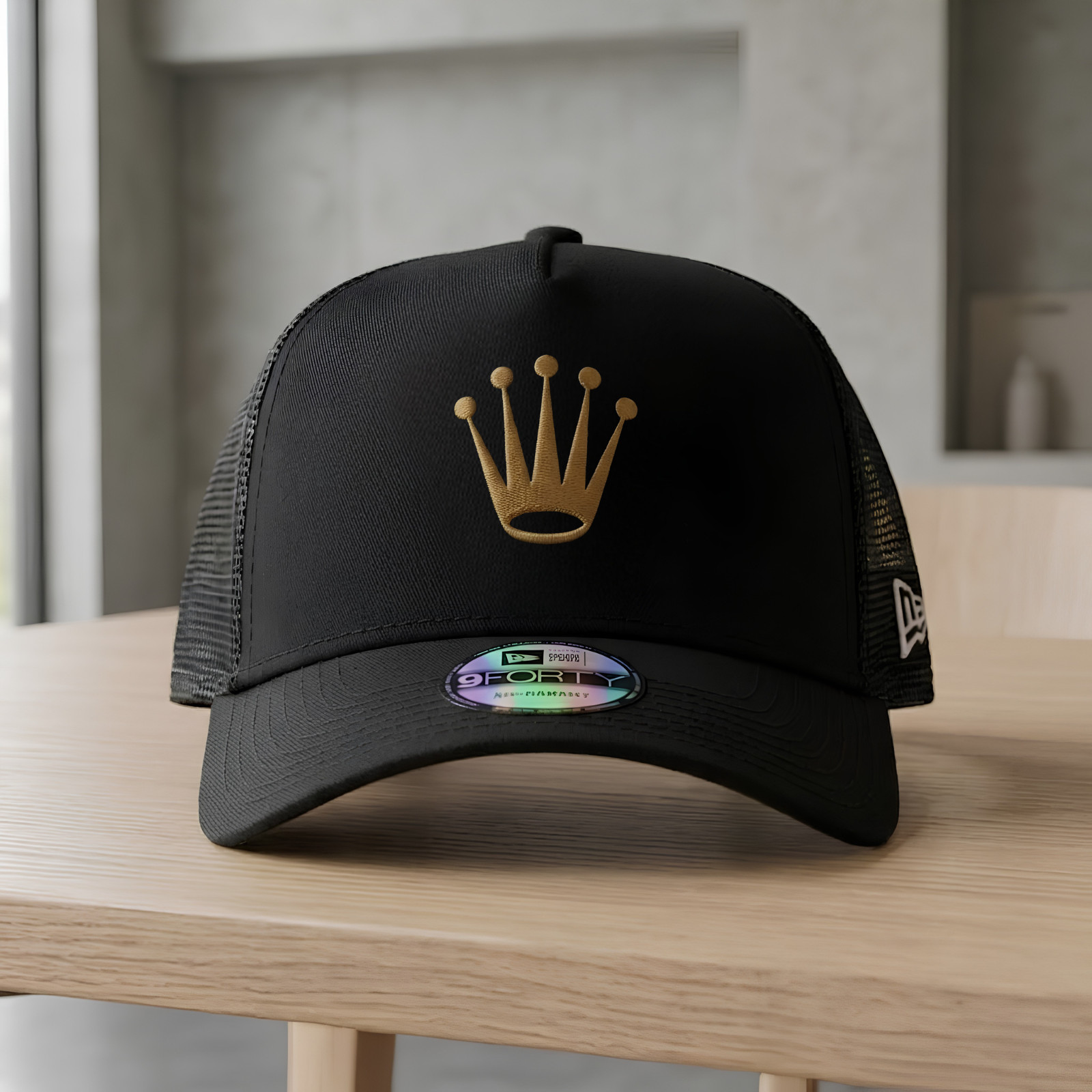 rolex gold logo Embroidered Hat 9FORTY Black Baseball Cap Mesh Trucker Men