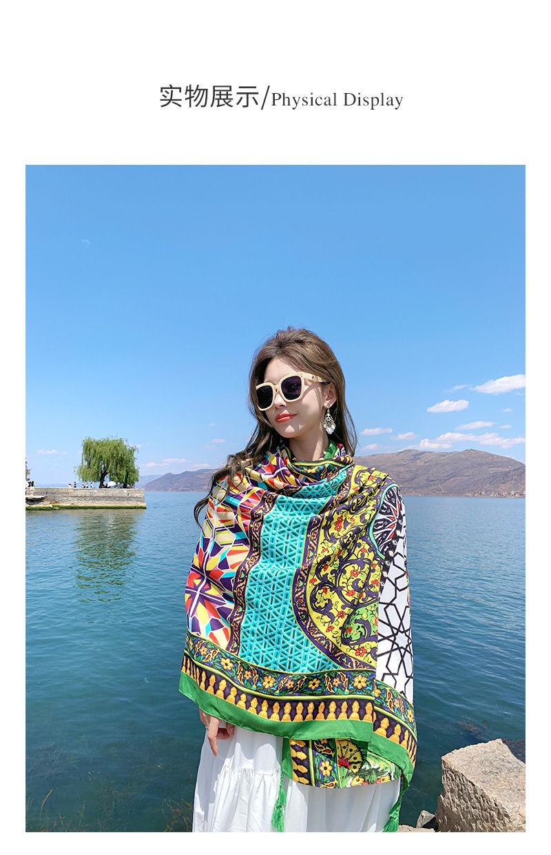 Boho Cotton Linen Scarf Wrap Large Shawl Sun Protection Beach Travel Cover Up