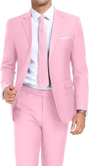 Mens 2 Piece Suit Set Slim Fit 2 Button Dress Suits Tuxedo Set Wedding Blazer