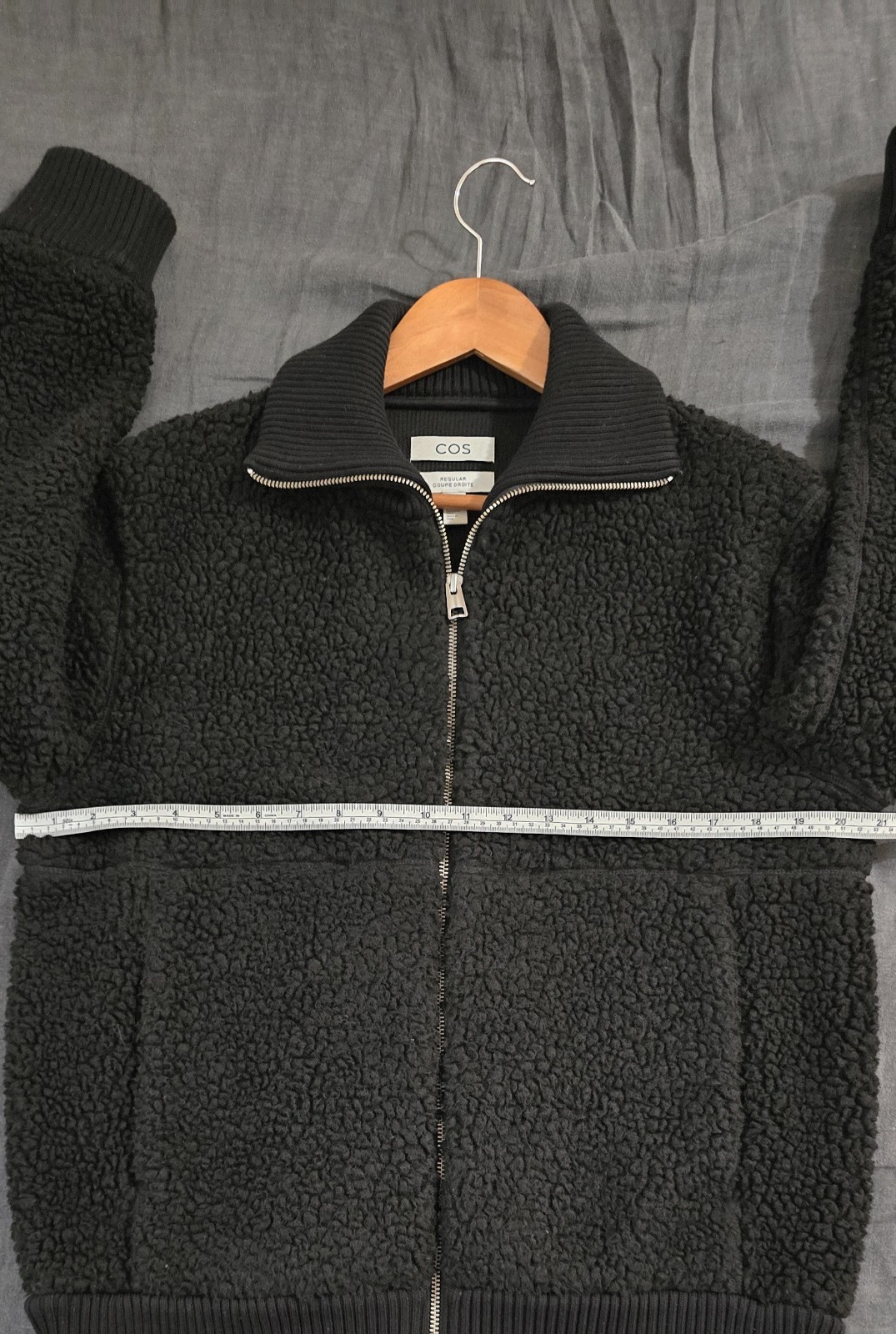 COS Men’s Black Teddy Jacket W/ Funnel Neck