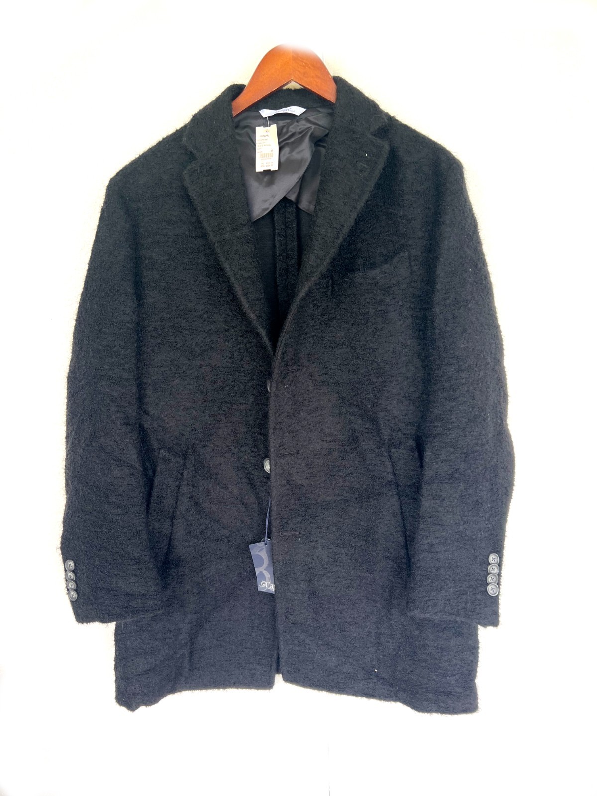 Gi Capri Napoli Men’s Wool Topcoat in Black, M