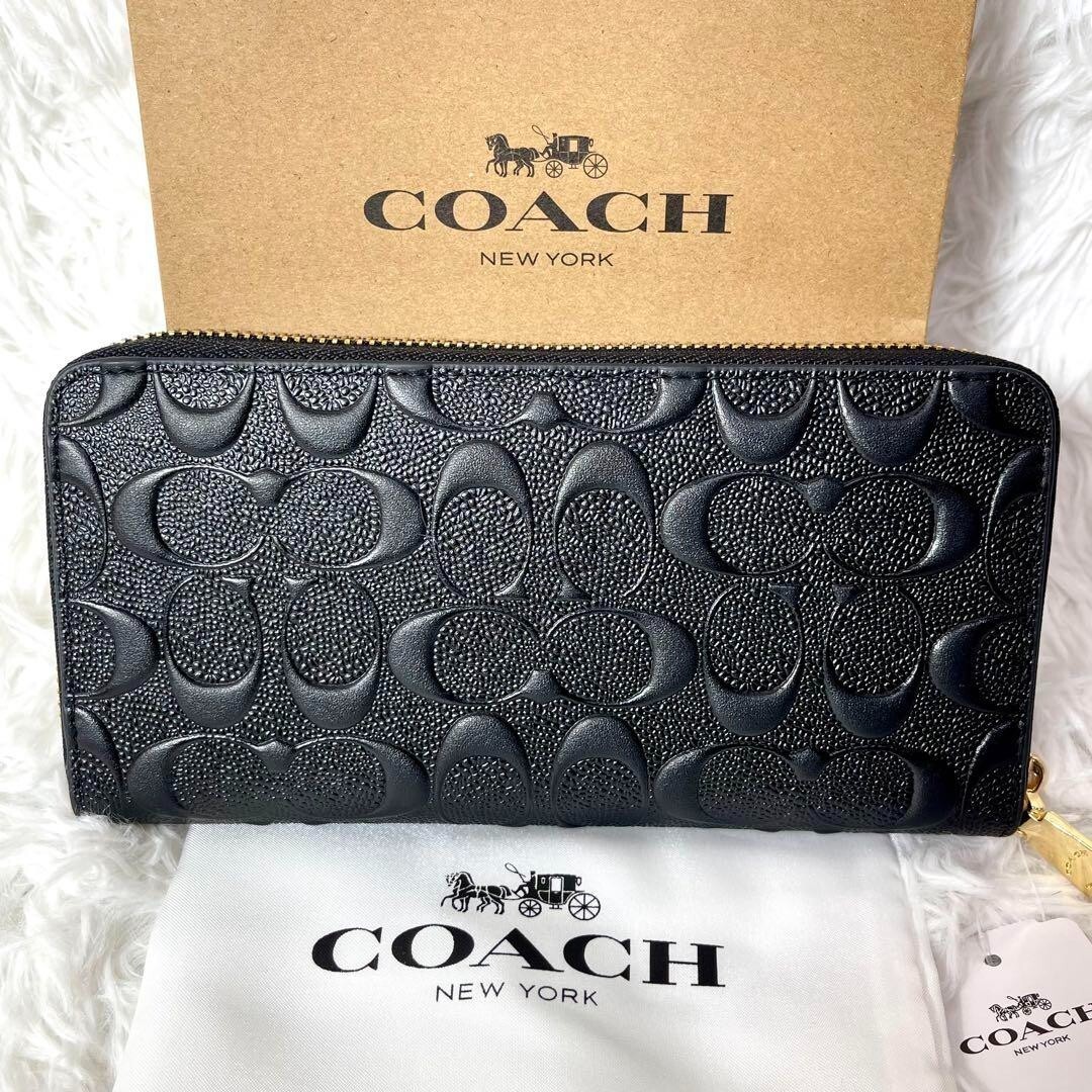 COACH Boxed Long Zip Around Wallet Signature Leather F53834 outlet New with Box