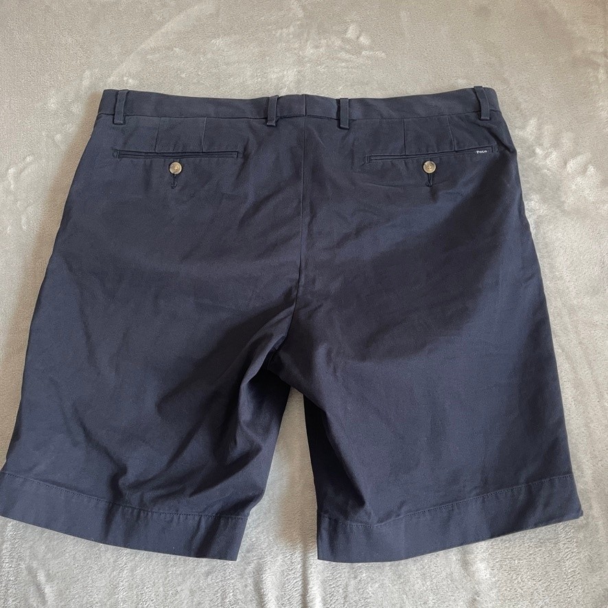 Polo Ralph Lauren Chino Shorts Mens W37 Navy Slim Stretch Flat Front 9in