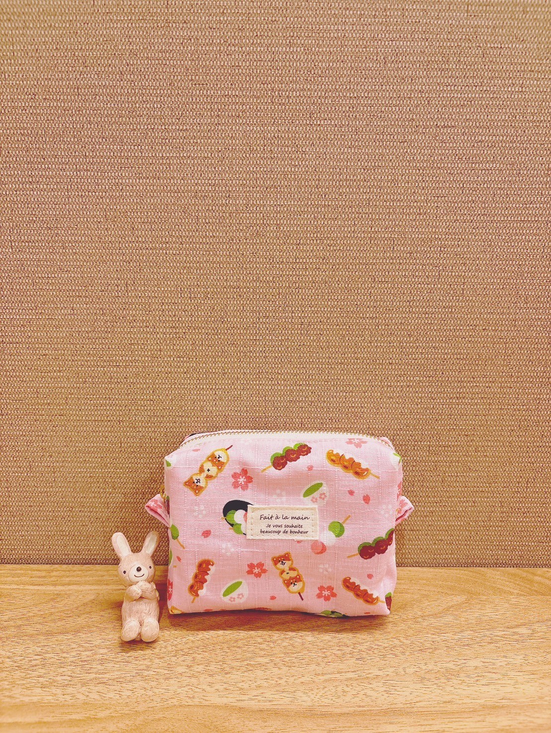 Shiba Inu Zipper Pouch – Handmade Cotton Dango Sakura Small Bag Made in Japan